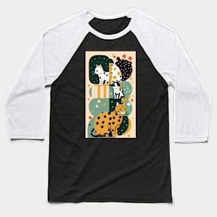 Dot-Dash Cat: Dynamic Polka Dot Design Baseball T-Shirt